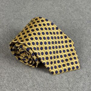 XMI Platinum Gold Blue Polka Dot 100% Silk Tie Handmade USA Nordstrom 59x3.75"